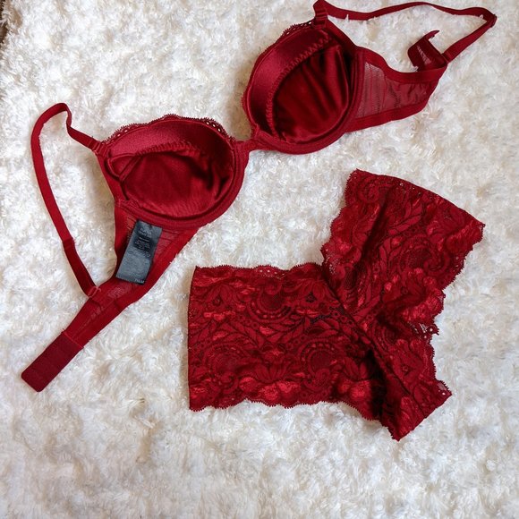 [2/$40] NWOT (34A) - H&M Red Lace Set - Picture 2 of 5